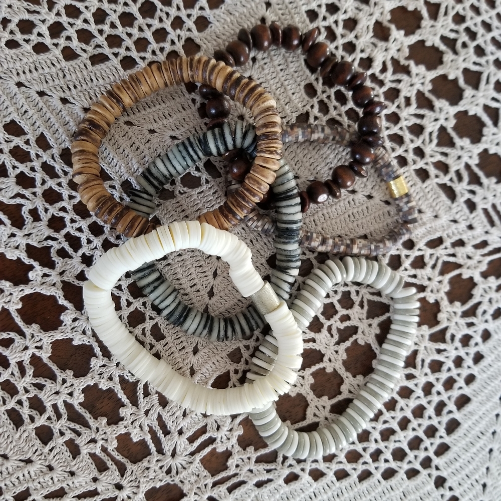 2/$14 Boho Stretch Bead Bracelets lot of 6